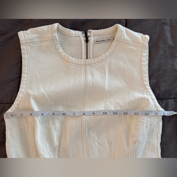 Abercrombie & Fitch Cream Sleeveless Denim Mini Dress with Corset Seaming Size S - Picture 10 of 11